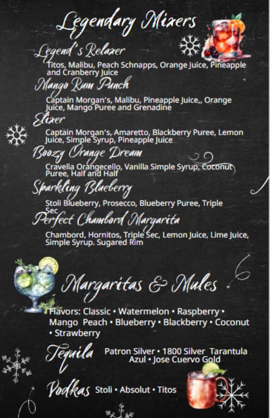 Menu Legends Sports Bar & Grill